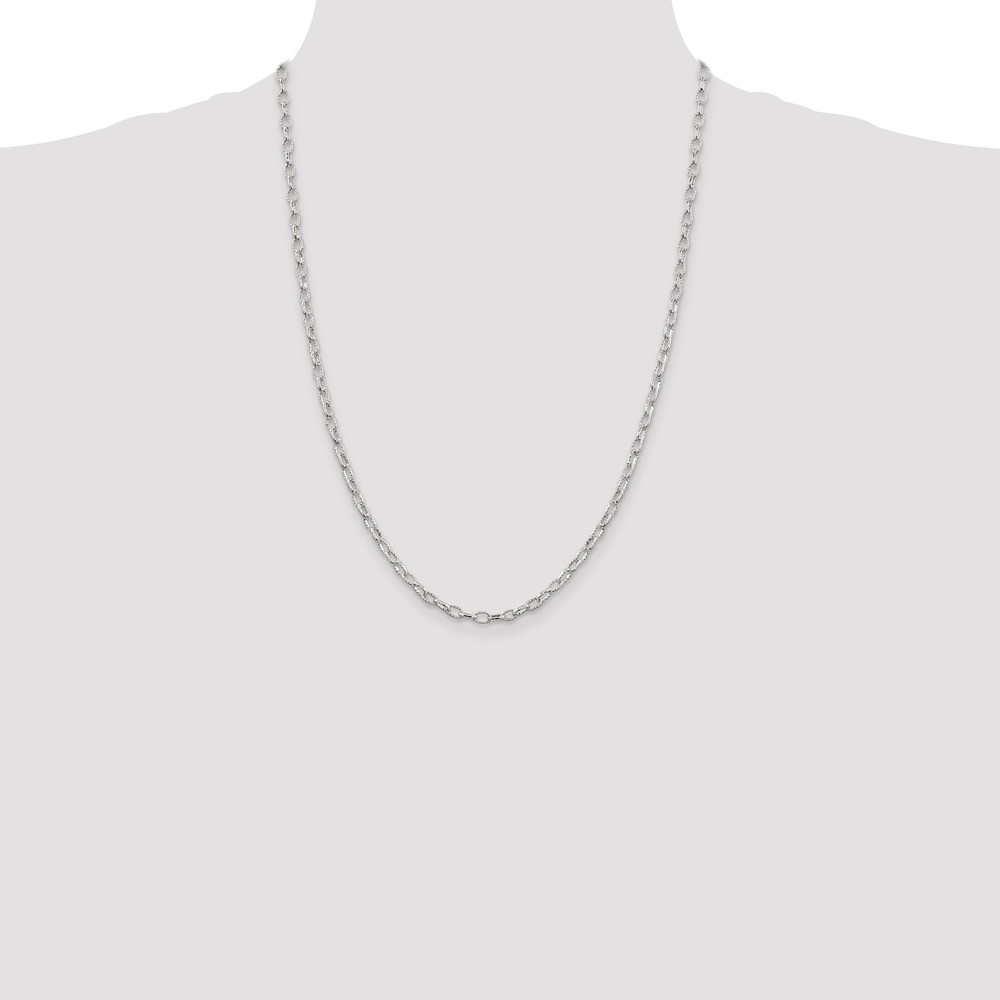 Sterling Silver 3.75mm Fancy Patterned Rolo Chain (QFC59-24)