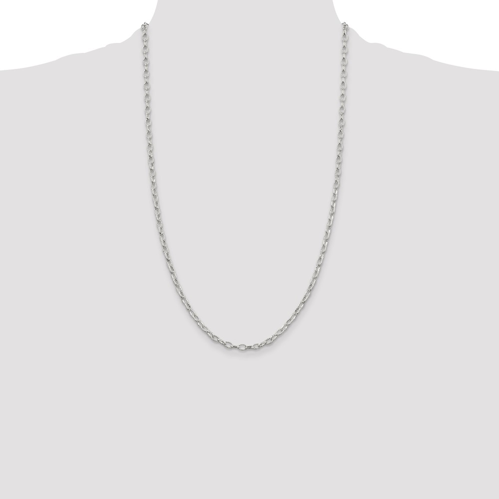 Sterling Silver 3.75mm Fancy Patterned Rolo Chain (QFC59-26)