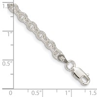 Sterling Silver Polished 3.75mm Fancy Rolo Link Bracelet, 6" view 2