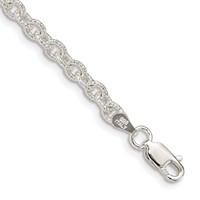 Sterling Silver Polished 3.75mm Fancy Rolo Link Bracelet, 6" view 1