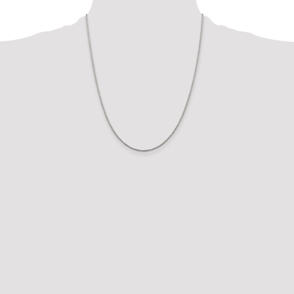 Sterling Silver Rhodium-plated 1.3mm Loose Rope Chain (QFC67R-22)