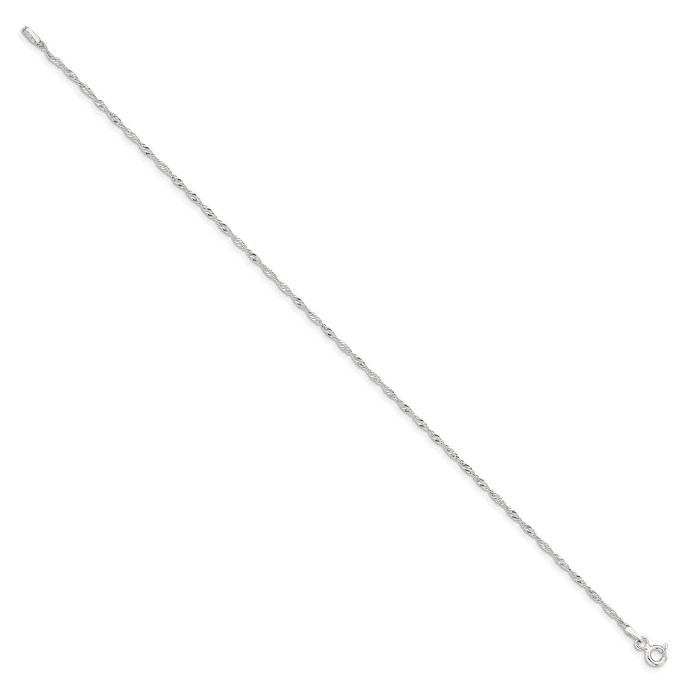 Sterling Silver 1.4mm Singapore Chain Anklet (QFC68-9)