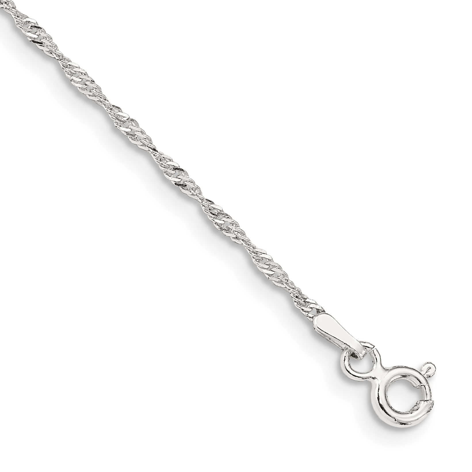 Sterling Silver 1.4mm Singapore Chain Anklet (QFC68-9)