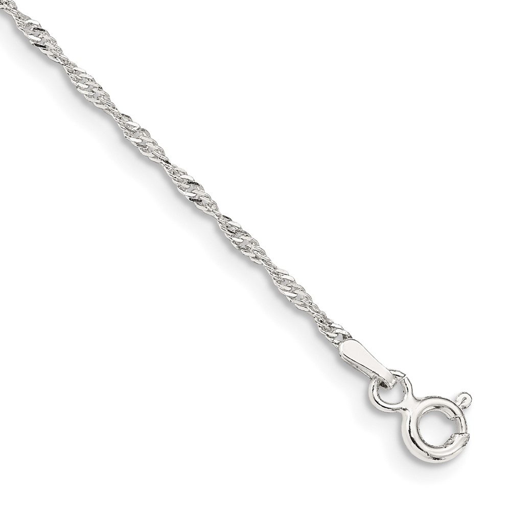 Sterling Silver 1.4mm Singapore Chain Anklet (QFC68-9)