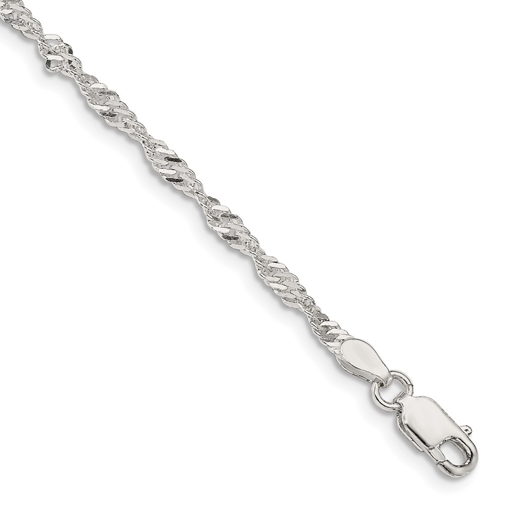 Sterling Silver 2.25mm Singapore Chain (QFC69-7)