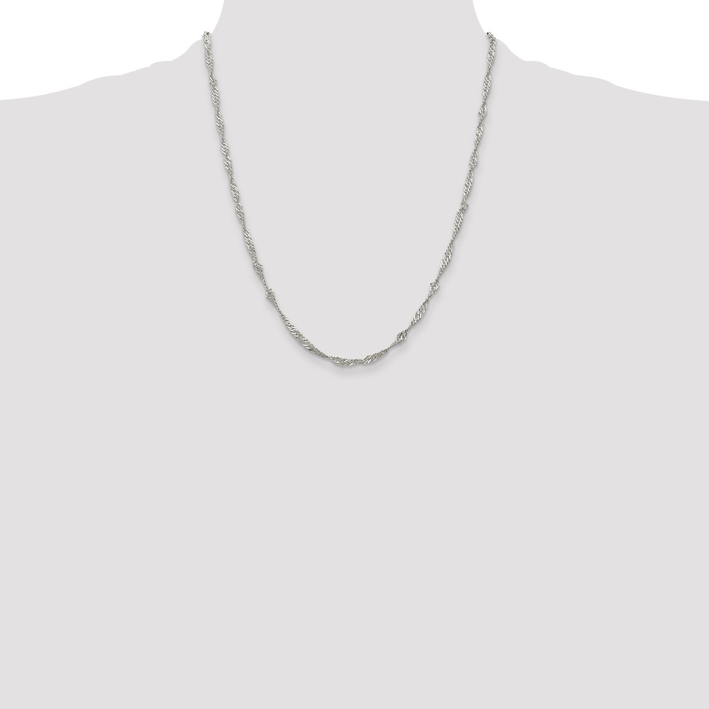 Sterling Silver 3mm Singapore Chain (QFC70-22)