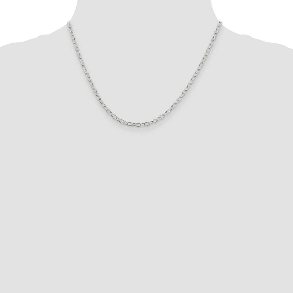 Sterling Silver 3.4mm Oval Cable Chain (QFC72-18)