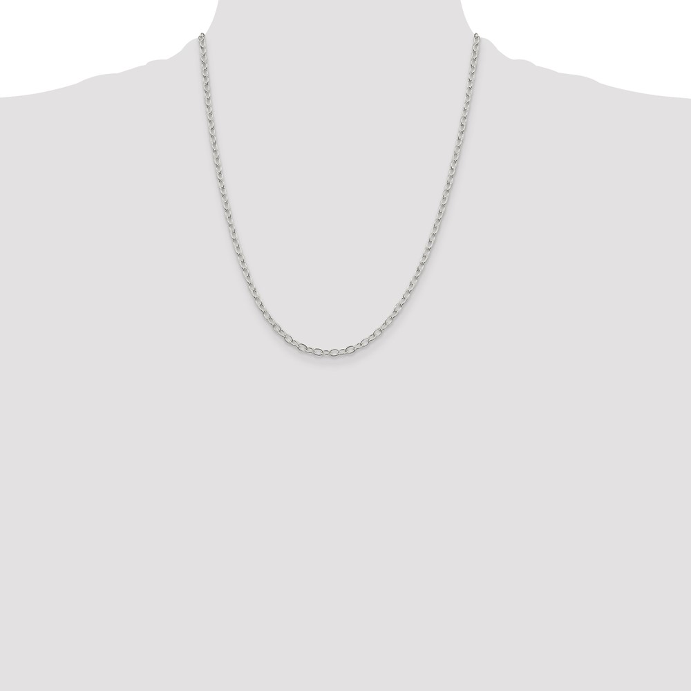 Sterling Silver 3.4mm Oval Cable Chain (QFC72-22)