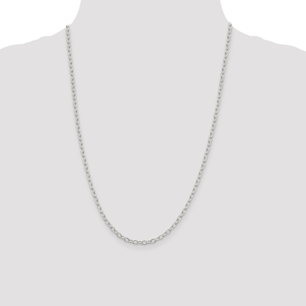 Sterling Silver 3.4mm Oval Cable Chain (QFC72-24)