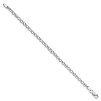 Amore La Vita Sterling Silver Rhodium-plated Polished 4.75mm Half Round Belcher Bracelet with Lobster Clasp Charm, 7" view 2