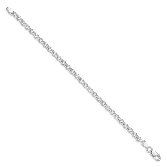 Amore La Vita Sterling Silver Rhodium-plated Polished 4.75mm 7 inch Half Round Belcher with Lobster Clasp Charm Bracelet