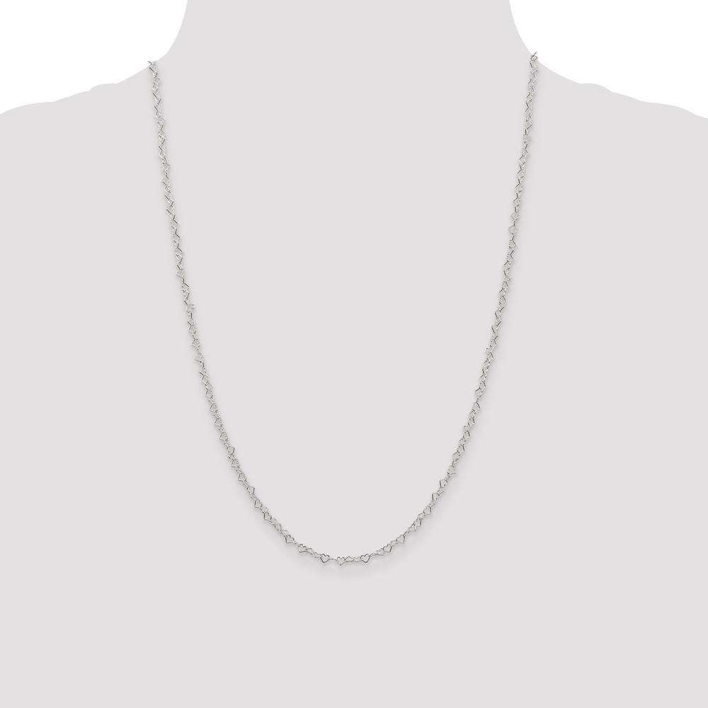 Sterling Silver 3.5mm Fancy Heart Link Chain (QFC81-24)