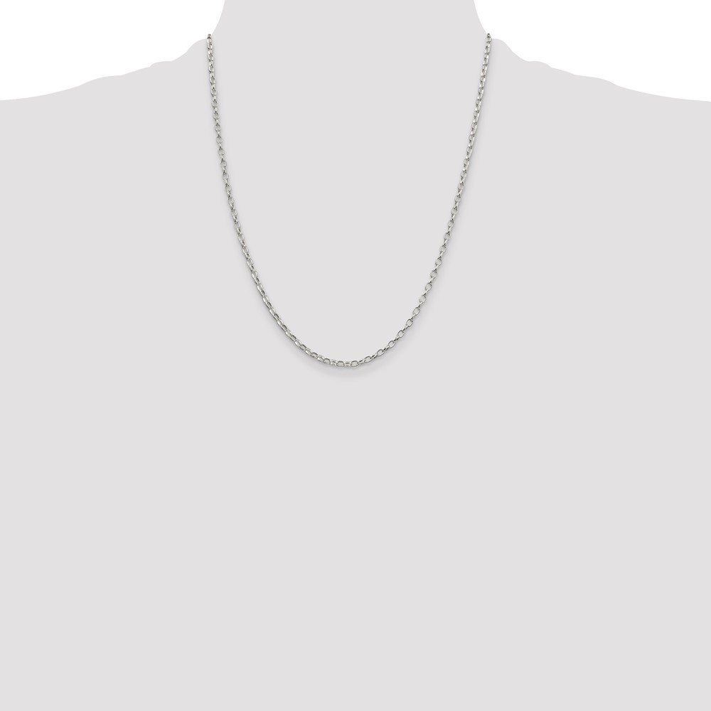 Sterling Silver 2.5mm Oval Fancy Rolo Chain (QFC85-22)