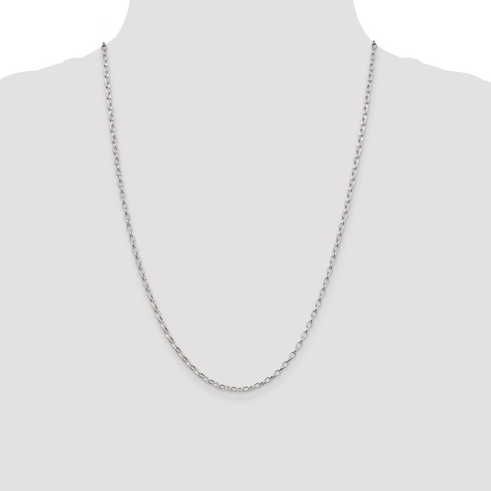 Sterling Silver 2.5mm Oval Fancy Rolo Chain (QFC85-24)