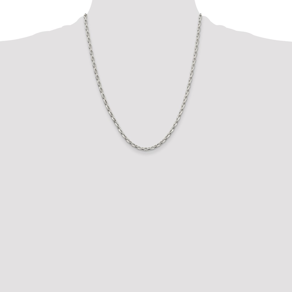 Sterling Silver 3.2mm Oval Fancy Rolo Chain (QFC86-22)
