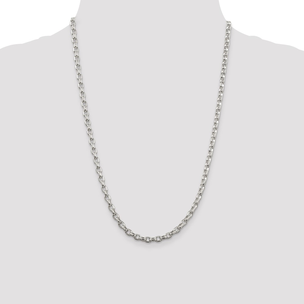 Sterling Silver 4.4mm Oval Fancy Rolo Chain (QFC87-24)