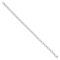 Amore La Vita Sterling Silver Rhodium-plated Solid 5mm Rolo Bracelet with Lobster Clasp Charm, 7" view 2