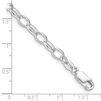 Amore La Vita Sterling Silver Rhodium-plated Solid 5mm Rolo Bracelet with Lobster Clasp Charm, 7" view 3