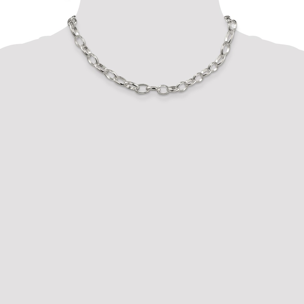 Sterling Silver 8mm Fancy Rolo Chain (QFC89-16)
