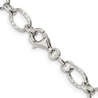 Sterling Silver 6.1mm Fancy Patterned Rolo Chain view 3