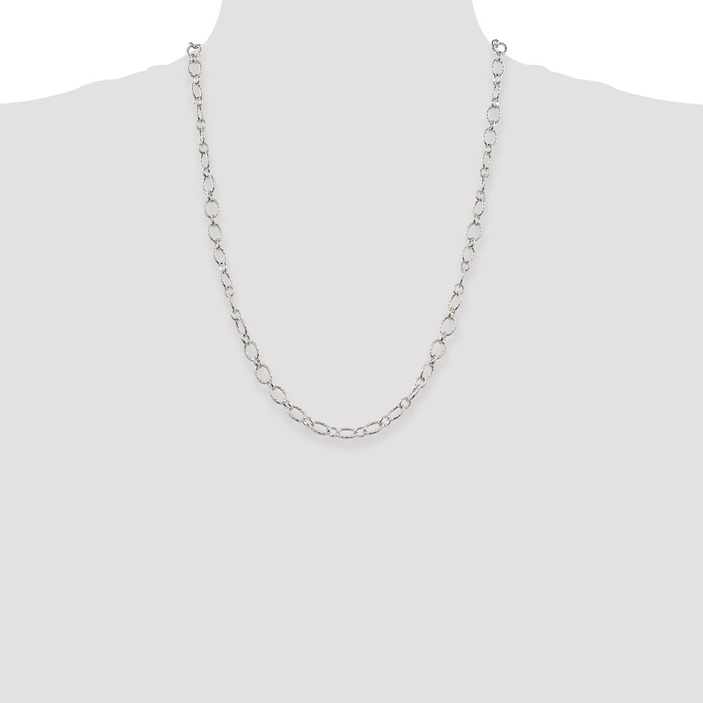 Sterling Silver 6.1mm Fancy Patterned Rolo Chain (QFC92-24)