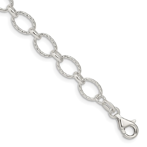 Sterling Silver Fancy Patterned Rolo Chain