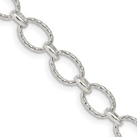 Sterling Silver 6.1mm Fancy Patterned Rolo Chain view 1