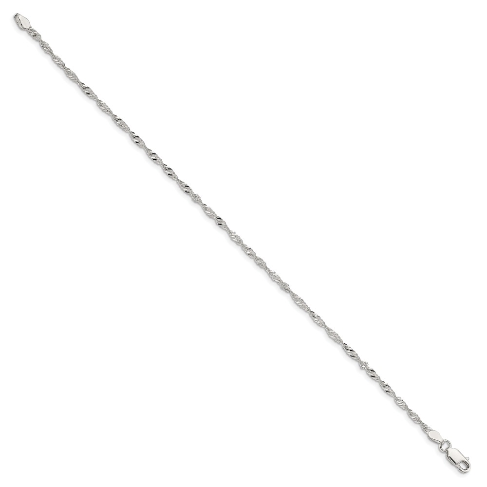 Sterling Silver 2mm Singapore Chain Anklet (QFC99-9)