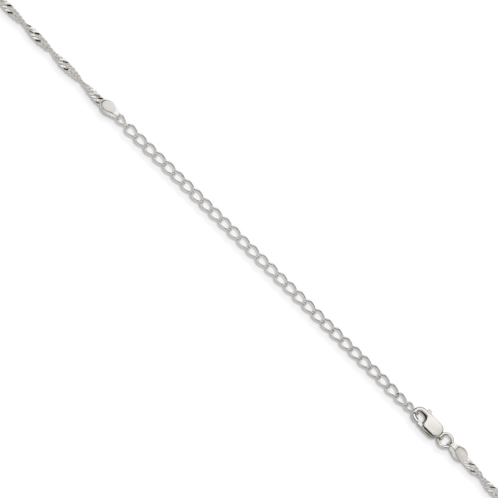 Sterling Silver 2mm Singapore Chain w/4in ext. (QFC99E-22)