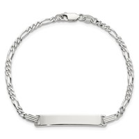 Sterling Silver ID Figaro Link Bracelet view 4