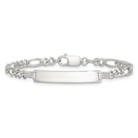 Sterling Silver ID Figaro Link Bracelet view 4