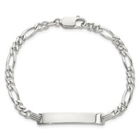 Sterling Silver ID Figaro Link Bracelet view 5