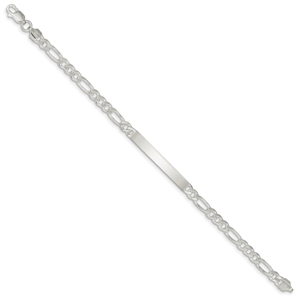 Sterling Silver Figaro Link ID Bracelet (QFD150-8)