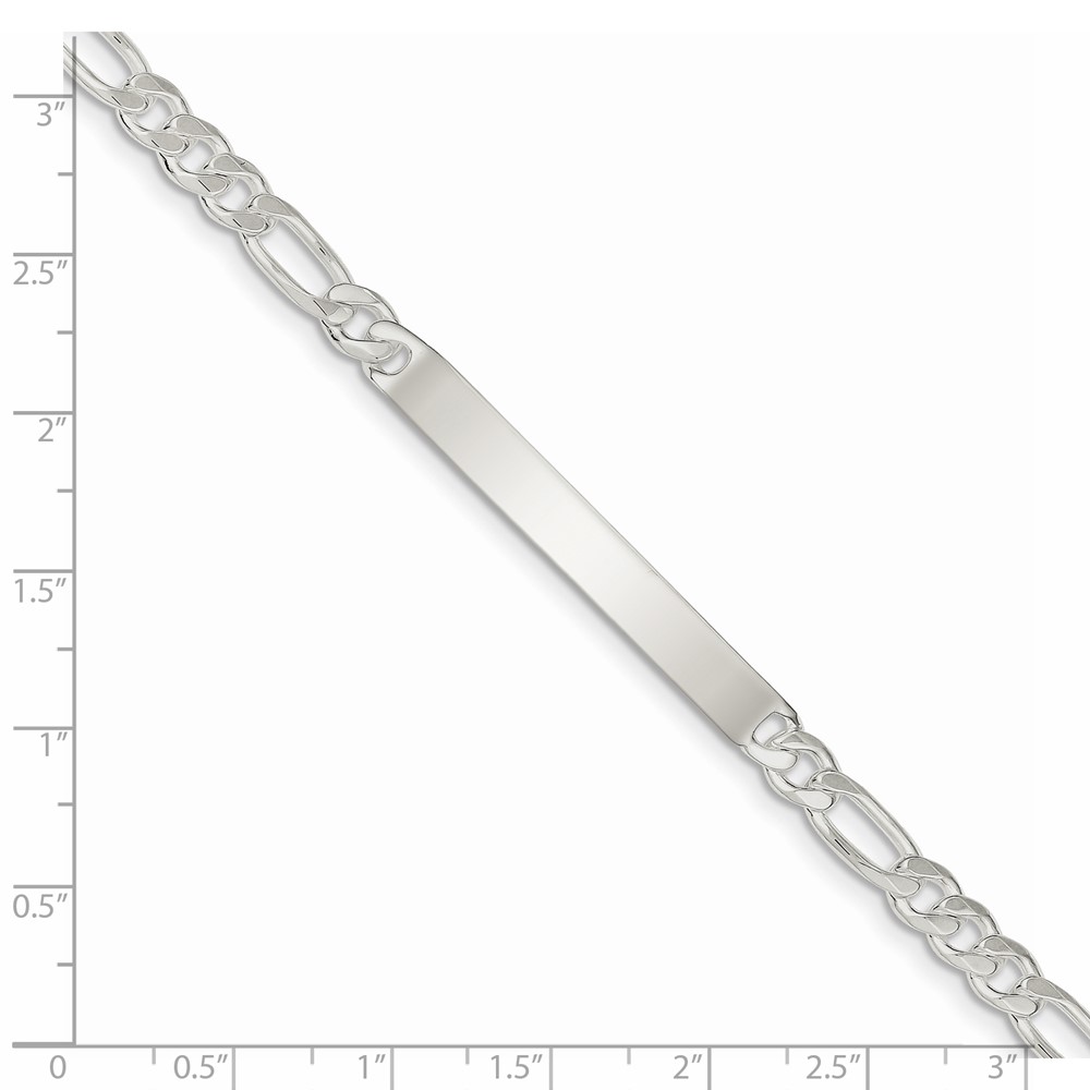 Sterling Silver Figaro Link ID Bracelet (QFD150-8)