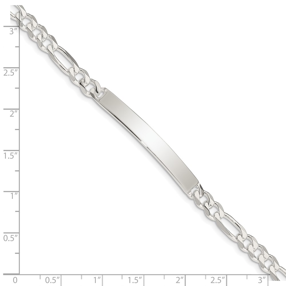 Sterling Silver Figaro Link ID Bracelet (QFD150-8)