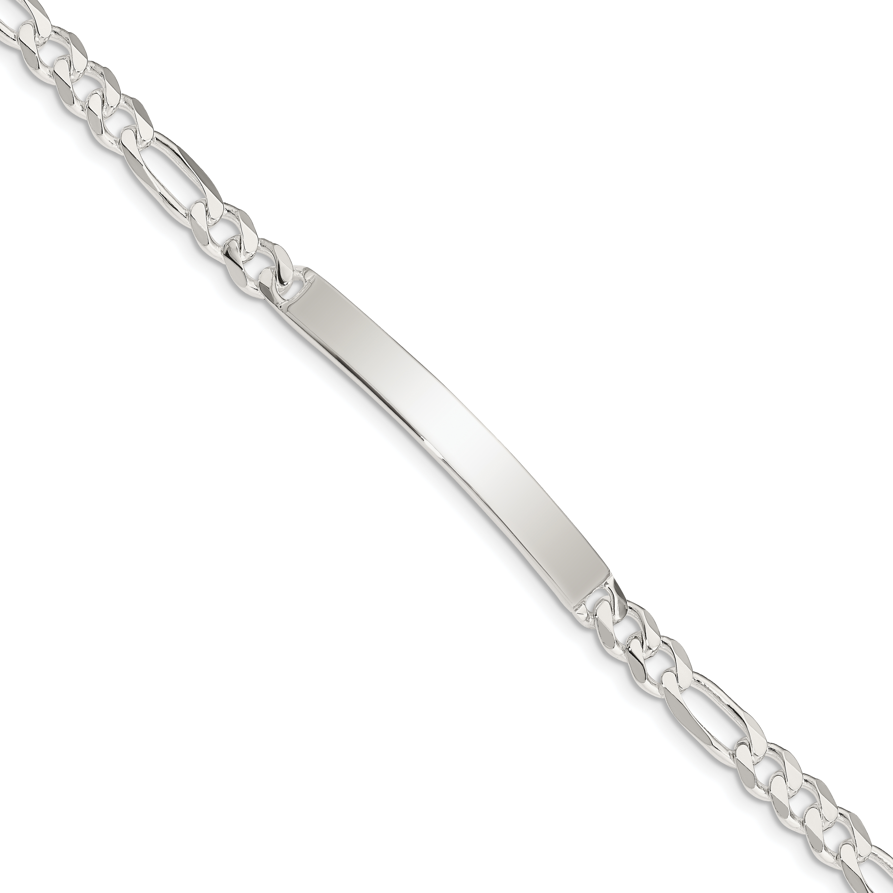 Sterling Silver Figaro Link ID Bracelet (QFD150-8)