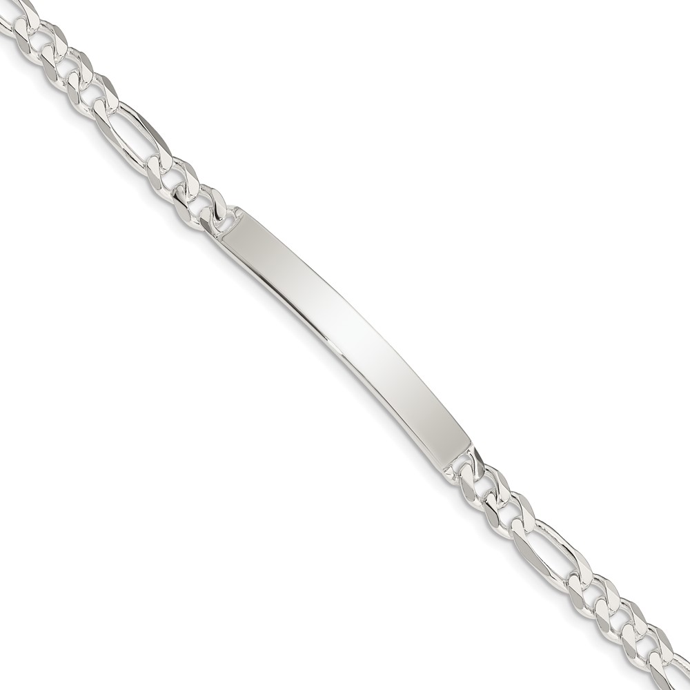 Sterling Silver Figaro Link ID Bracelet (QFD150-8)