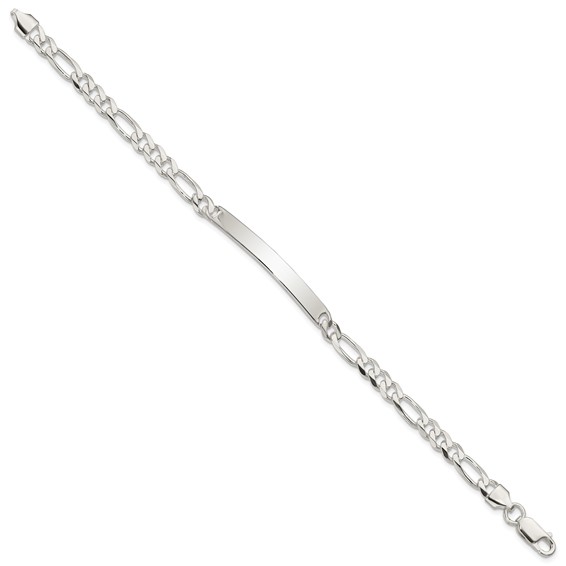 Sterling Silver Figaro Link ID Bracelet