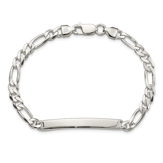 Sterling Silver Figaro Link ID Bracelet