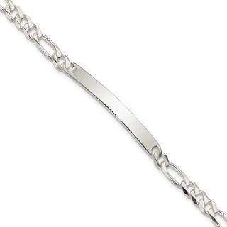 Sterling Silver Figaro Link ID Bracelet