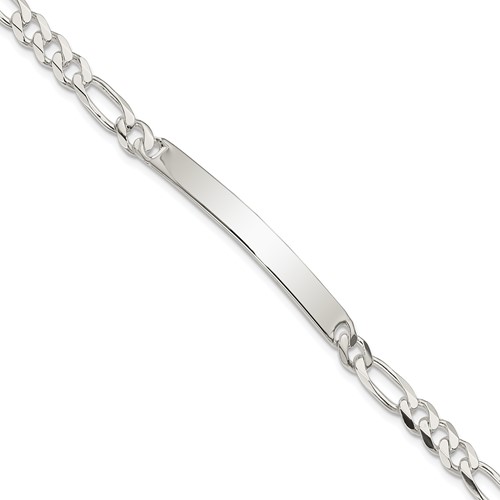 Sterling Silver Figaro Link ID Bracelet