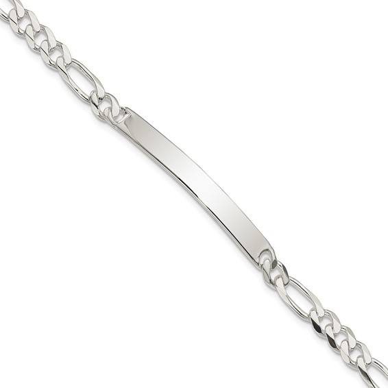 Sterling Silver Figaro Link ID Bracelet