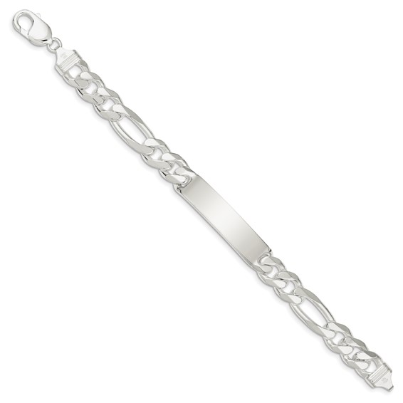 Sterling Silver Figaro Link ID Bracelet