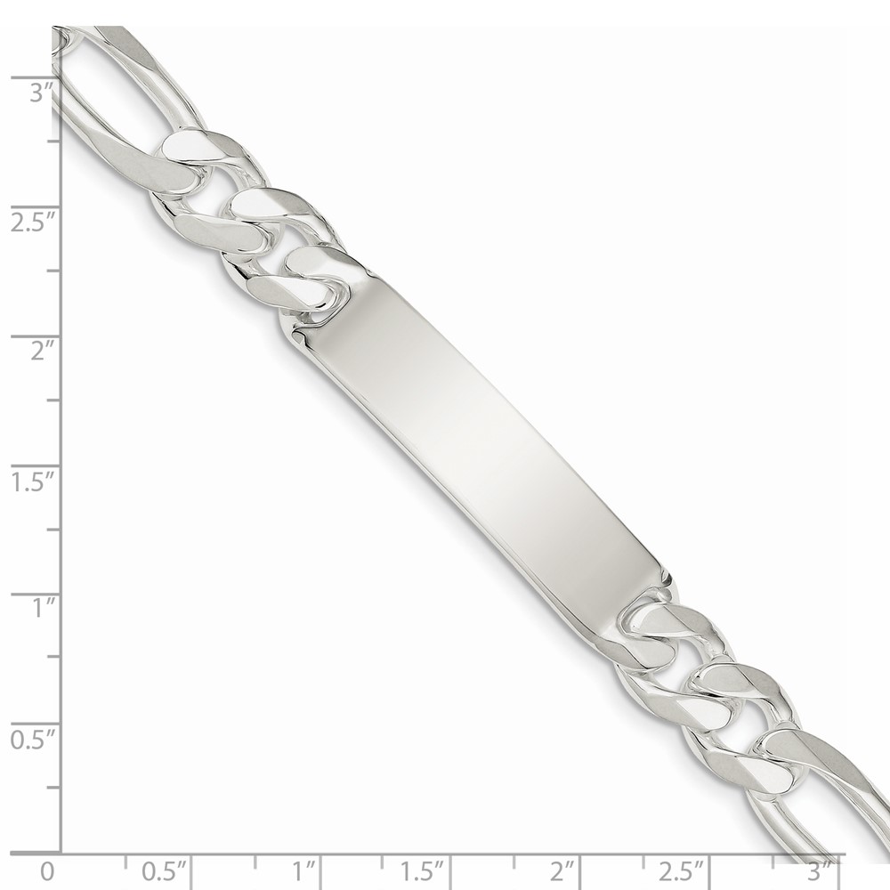 Sterling Silver Figaro Link ID Bracelet (QFD300-8)