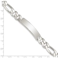 Sterling Silver Polished Engravable Figaro Link 41x 10mm Plate ID Bracelet, 8" view 3