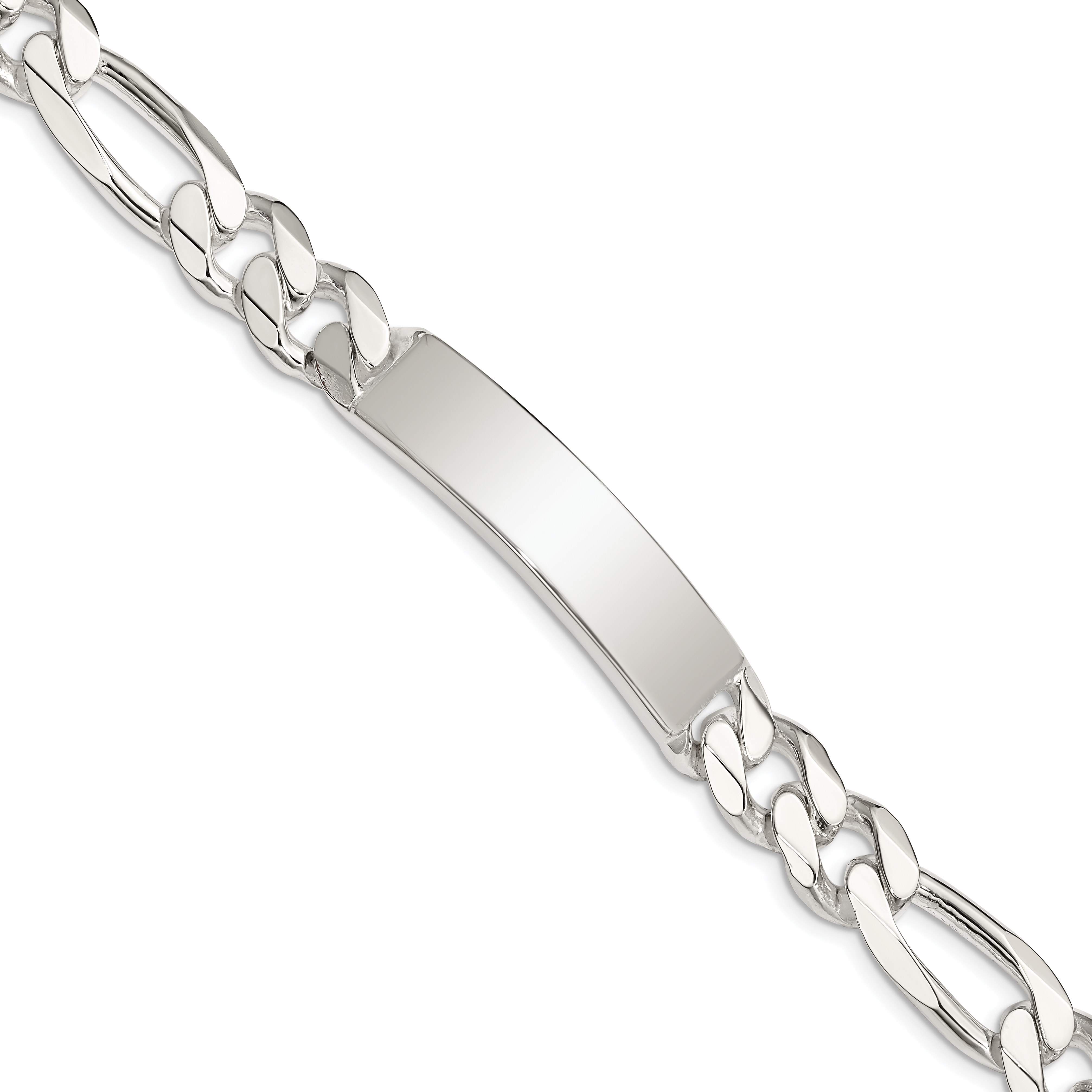 Sterling Silver Figaro Link ID Bracelet (QFD300-8)