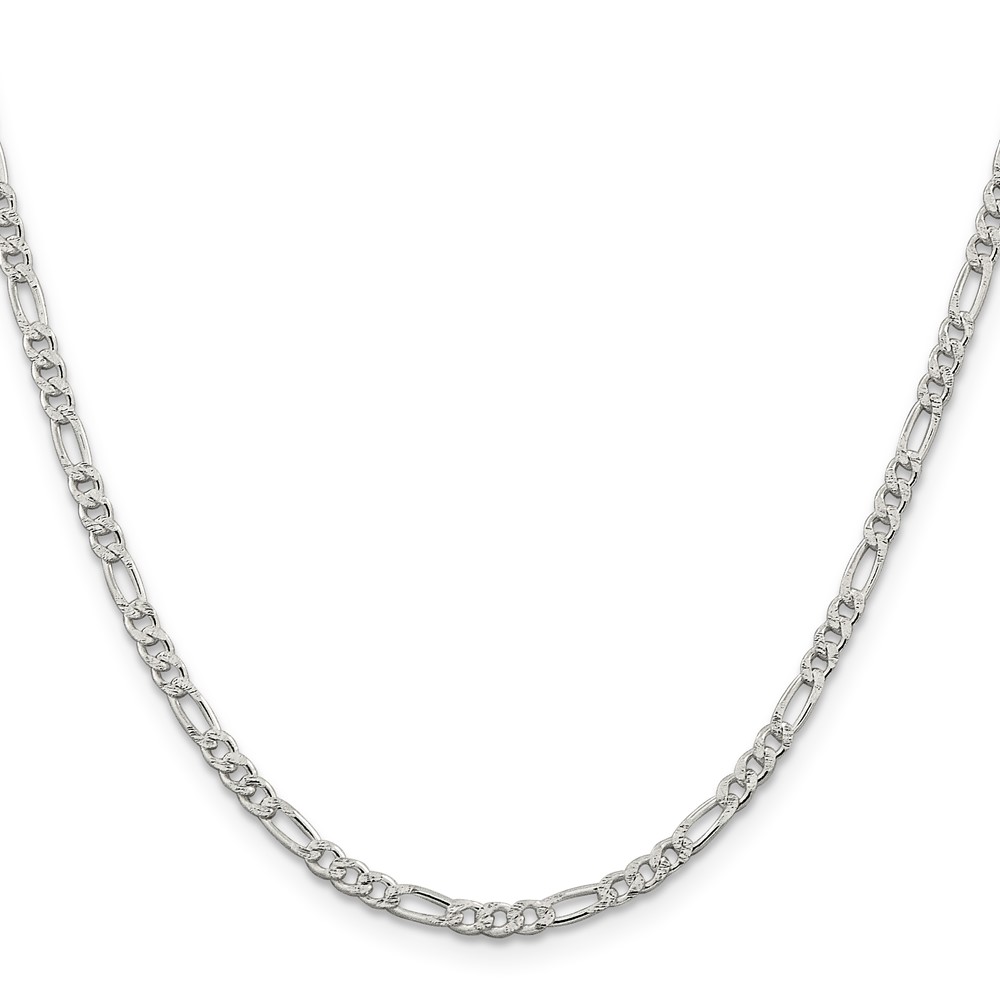 Sterling Silver 3mm PavÃ© Flat Figaro Chain (QFF080-20)