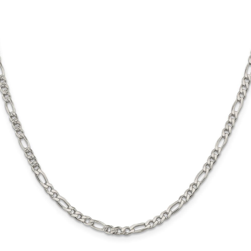 Sterling Silver 4mm PavÃ© Flat Figaro Chain (QFF100-24)