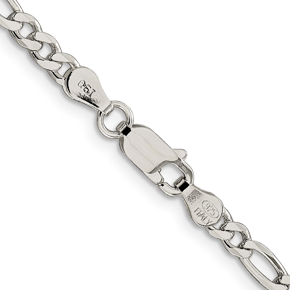 Sterling Silver 4mm PavÃ© Flat Figaro Chain (QFF100-24)