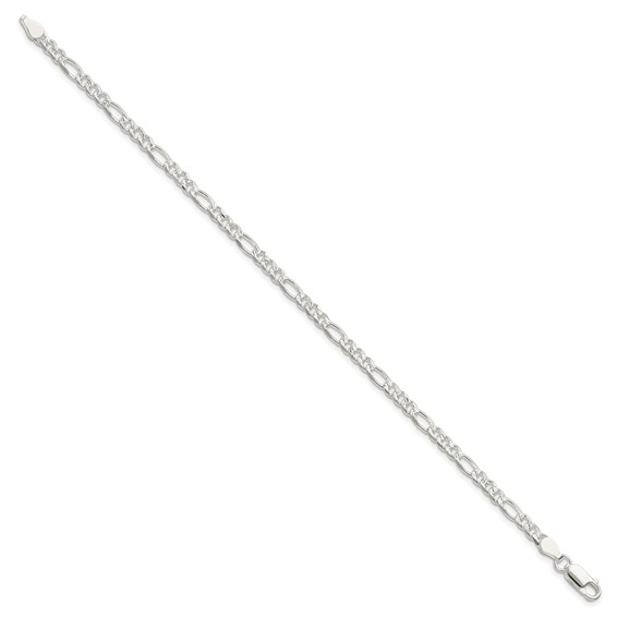 Sterling Silver 4mm Pavé Flat Figaro Chain
